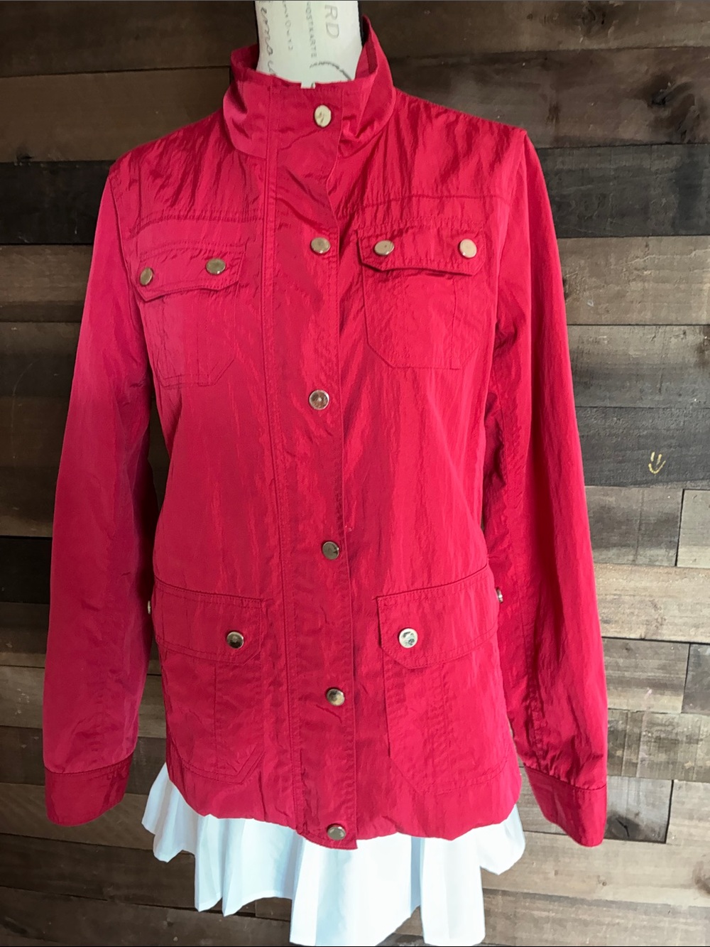 VINTAGE Women's Red Lightweight Utility Jacket